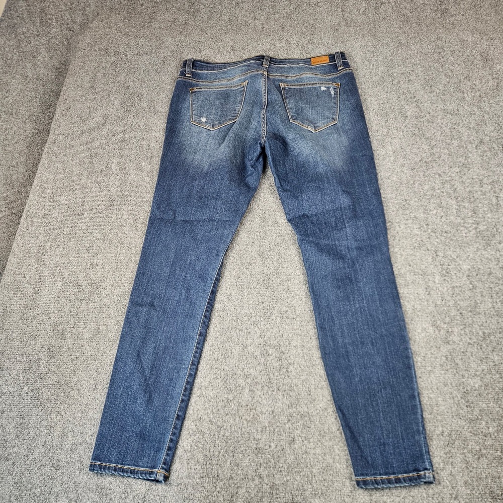 Judy Blue Skinny Fit Distressed‎ Plaid Patch Jeans Medium Wash JB8268DK 15/32 - Picture 2 of 12